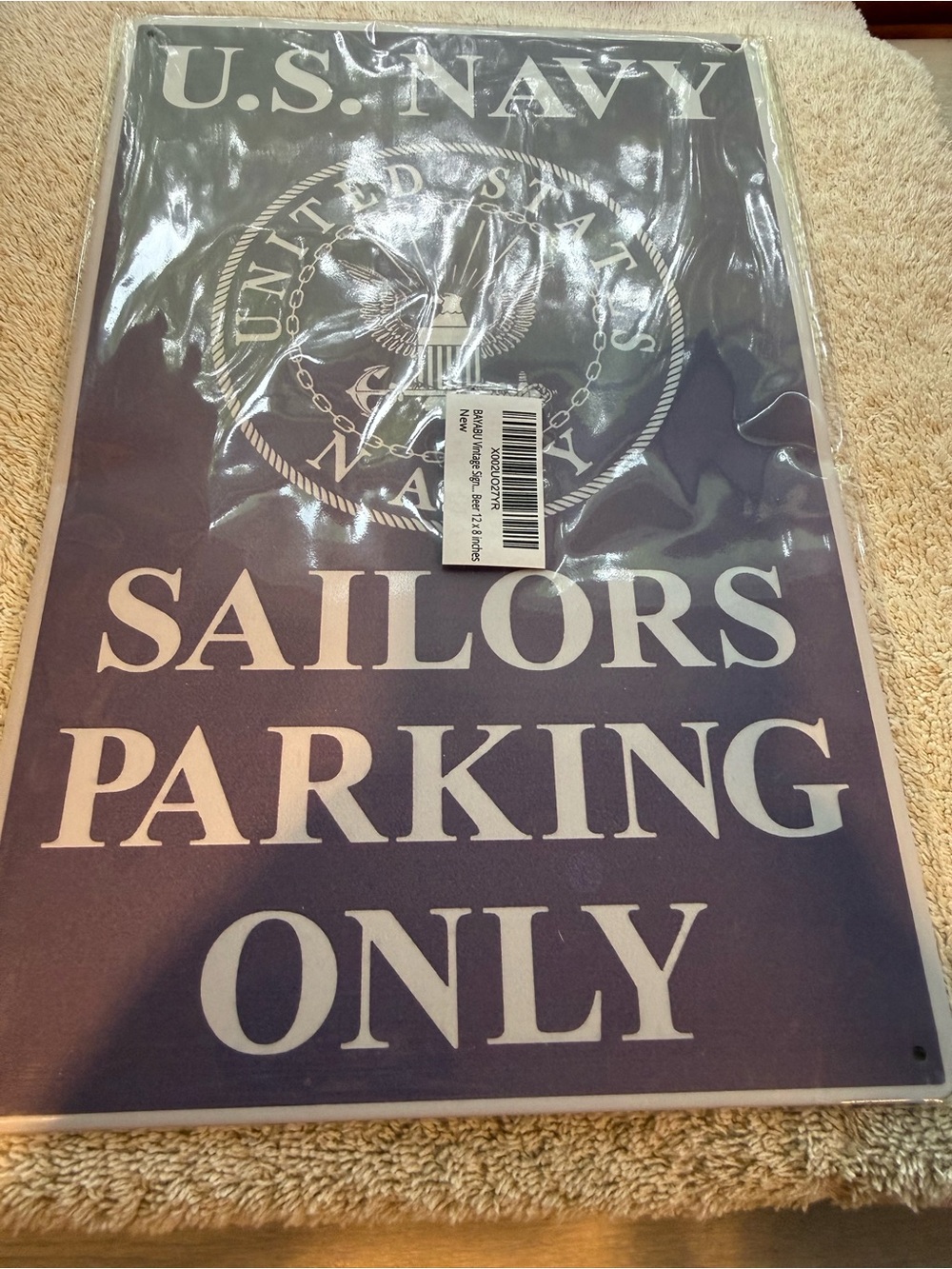 U.S. Navy Sailors Parking Only Metal Sign - Navy Blue & White